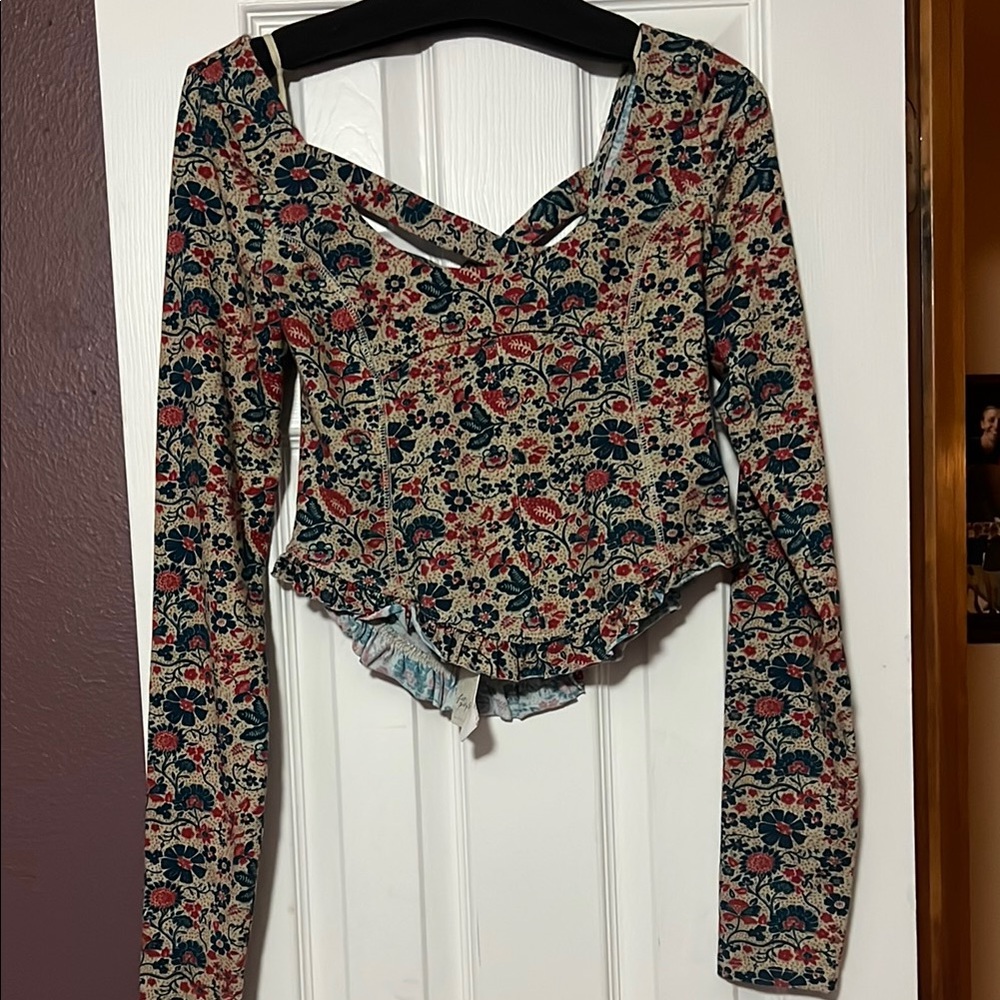 Free People Melanie Floral Long Sleeve Top NWT